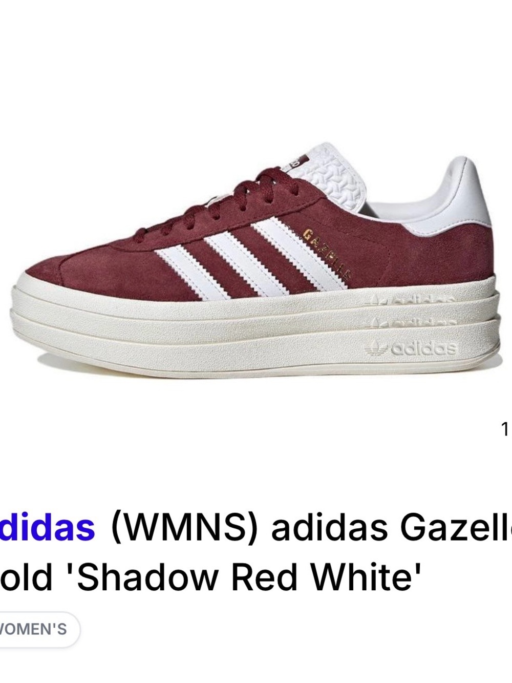 adidas Gazelle Platform Sneaker - Shadow Red & White
